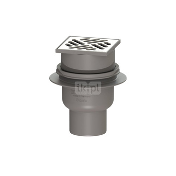 Wpust KESSEL Classic z 1 przyłączem DN 70, odpływ poziomy (zdejmowany), kratka 100x100mm stal nierdzewna