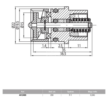 Wkład do zaworu termostatycznego VECTOR ZT 22