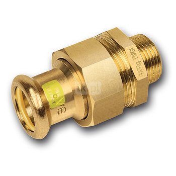 Śrubunek SANHA Press Gas trzyczęściowy, Cu, 18 mm x 1/2'' (zw x GZ)