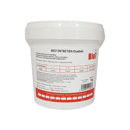 Bio7 ENTRETIEN 1 KG - osadniki - EKSPLOATACJA - biopreparat do oczyszczalni, preparat , bakterie , biopreparat do osadnika , biopreparat do oczyszczalni drenażowej , biopreparat do oczyszczalni tunelowej