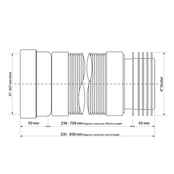 Rura WC harmonijkowa uniwersalna L-330>850mm
