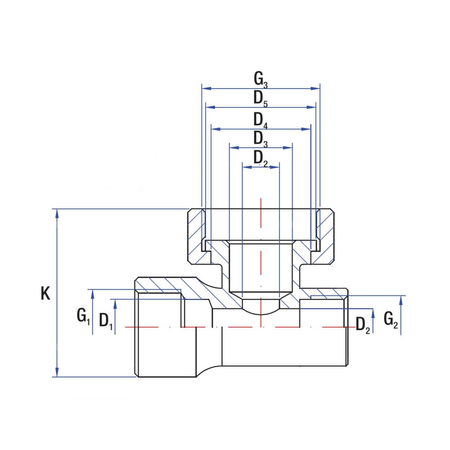 Złącze trójnik RUMET Mosiądz 1" x 1/2'' x 3/8'' (GW x GW x GW)