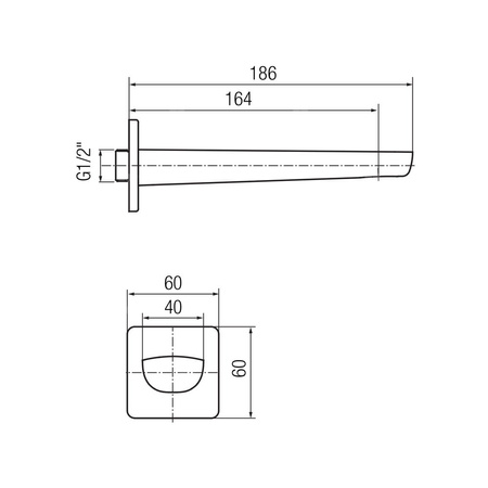 KVADRO Wylewka wannowa podtynkowa