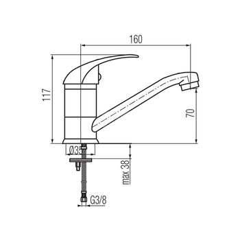 GALEO Bateria umywalkowa stojąca z krótką obrotową wylewką