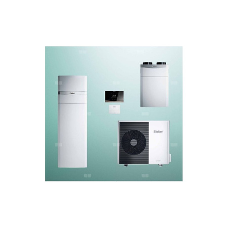 Pakiet Systemowy OZE - Pompa ciepła powietrzna powietrze-woda monoblok VAILLANT VWL 75/6A aroTHERM plus 7 kW 400 V + Centrala grzewcza uniTOWER VIH QW 190/6E + Moduł komunikacji internetowej VR 940f + Rekuperator recoVAIR VAR 360/4 + Regulator sensoCOMFOR