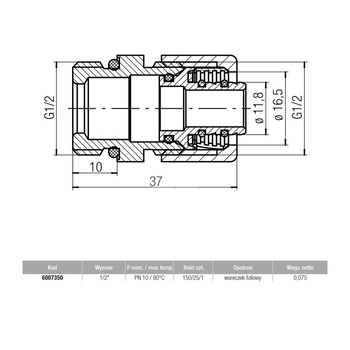 Złączka VALVEX standardowy, 16 mm x 1/2'' (pex/al x GZ)