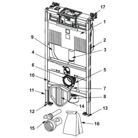 Stelaż podtynkowy do WC TECE profil, 980 x 500 x 160 mm, ze spłuczką