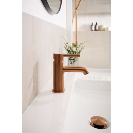 MOZA Bateria umywalkowa stojąca, Brushed rose gold PVD + click clack