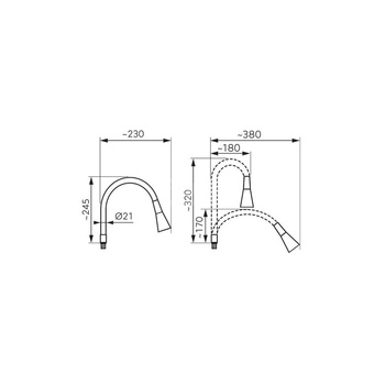 Wylewka do baterii zlewozmywakowej ELASTICO II, beżowa