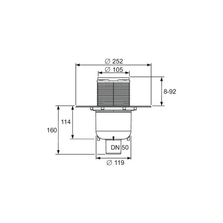 TECEdrainpoint S - zestaw odplywowy pionowy z kolnierzem