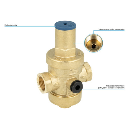 Standardowy reduktor ciśnienia wody BPR 401, GW G1/2'', 1 ÷ 5,5 bar