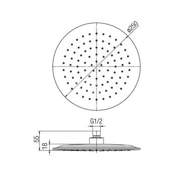 DIONE BLACK Głowica prysznicowa fi250