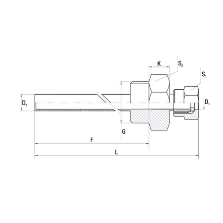 Tuleja zanurzeniowa RUMET z dławicą - toczona Mosiądz 1/2'' 6 mm L=50
