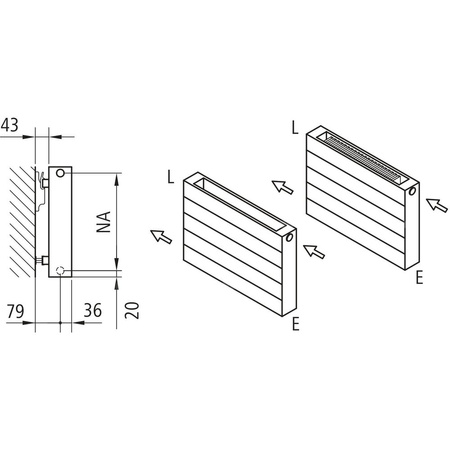 Ściana grzewcza Kermi Heizwand HHN Typ20 BH420x72x4000mm QN2976, weiß, 6bar, o. Abd, AB 12