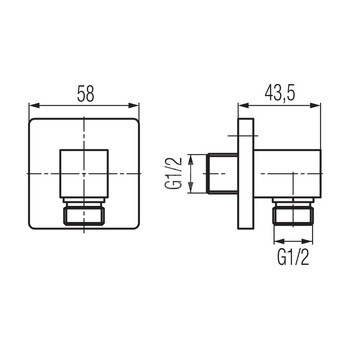 KVADRO przyłącze kątowe black mat