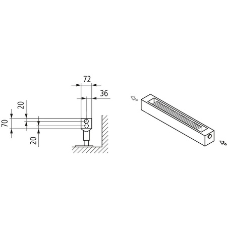 Konwektor Kermi Konvektor Typ21 BH210x72x3600mm QN2488, weiß, 6bar, o. Abd., AB Uni.