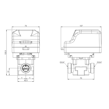 2-drogowy zawór strefowy AZV 442, DN15, G3/4'', Kvs 10, 230 V AC, NC