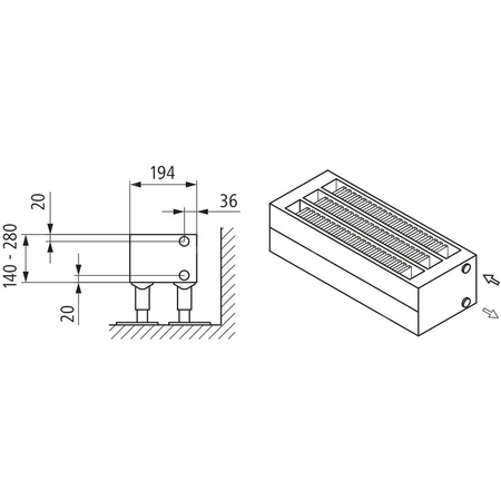 Konwektor Kermi Konvektor Typ43 BH140x194x1700mm QN2015,weiß,6bar, m. Abd., AB Uni.