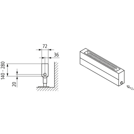 Konwektor Kermi Konvektor Typ21 BH70x72x3000mm QN1047, weiß, 6bar, o. Abd, AB 14