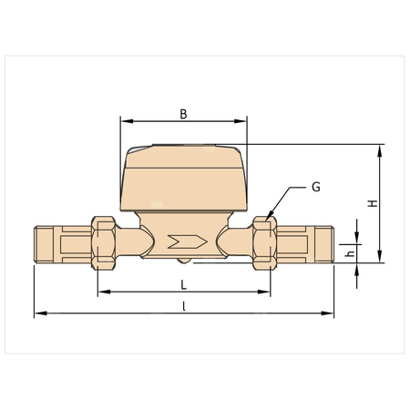 Wodomierz jednostrumieniowy suchobieżny antymagnetyczny, typu GSD8-I DN 20 Q3=4,0 m3/h R160/50, Tmax: 90st.C, L=130 mm
