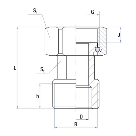 Śrubunek RUMET mosiądz 3/4'' x 3/4'' (gw x gz), 46 mm