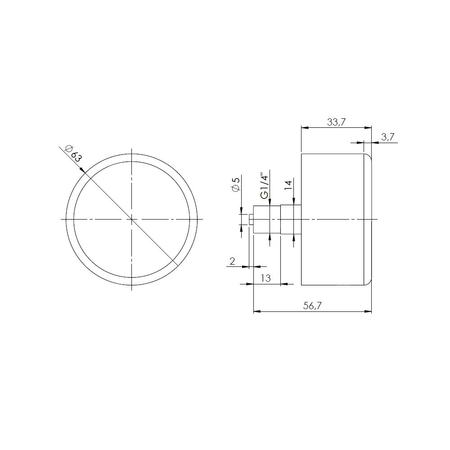 Ciśnieniomierz różnicowy AFRISO KP D211 0/40 mbar mosiądz G1/4B aksjalne fi 63, kl. 1.6%