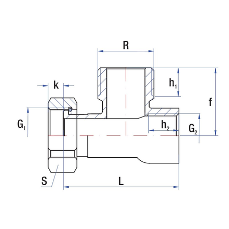 Śrubunek nakrętny 90° RUMET Mosiądz R 3/4'' x 3/4'' x 1/2''
