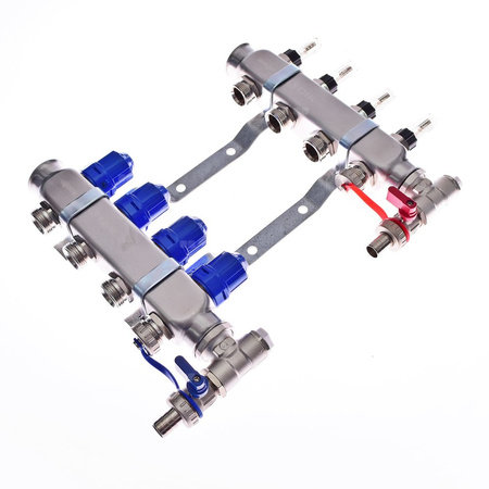 Rozdzielacz do ogrzewania podłogowego QIK Optimo MAGNET III - RNZT-2-50-M 3-obieg. inox GW 1'' x GZ 3/4'' + przepływomierz