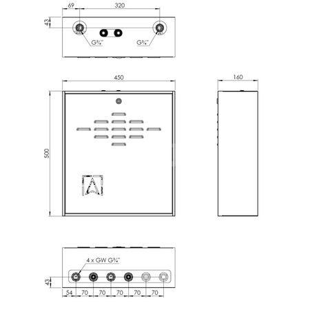 Grupa pompowa AFRISO PrimoBox AZB 455 GZ x GW 3/4'' x 3/4'', z zaworem mieszającym, z izolacją, z siłownikiem arm 141