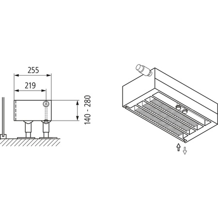 Konwektor Kermi V-Kon S Typ44 BH280x255x1300mm QN2817, weiß, 6 bar, o. Abd., Vent. re