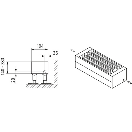 Konwektor Kermi L-Konvektor Typ43 BH210x194x1000mm QN1640,weiß,6bar, m. Abd., AB Uni.