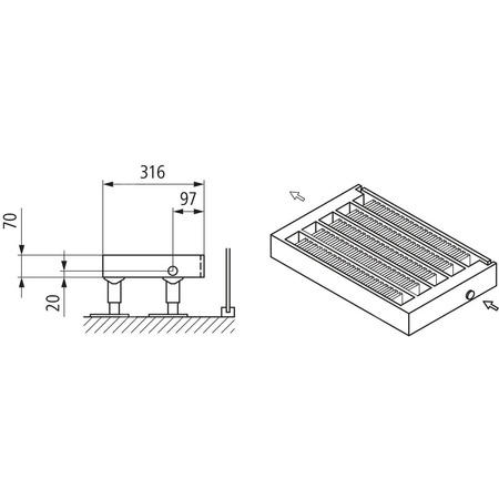 Konwektor Kermi Kon m. Str. Typ55 BH70x316x3200mm QN3510, weiß, 6bar, m. Abd, AB 12