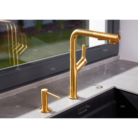 Bateria DUERO DESIGN kuchenna stojąca z wyciąganą i obrotową wylewką, gold