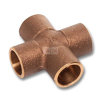 Czwórnik SANHA 4180 brąz 22 mm, lut wewnętrzny x lut wewnętrzny x lut wewnętrzny x lut wewnętrzny