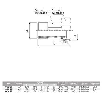 Złączka (śrubunek) śrutowana VALVEX Twist, 1/2'' (GZ x GW)