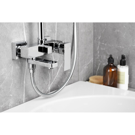 Zestaw natryskowy przesuwny KFA Armatura LOGON + skł. wylewka chrom, wąż 1500 mm, z deszczownicą