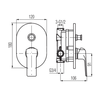 AURORA Bateria wannowo-natryskowa podtynkowa