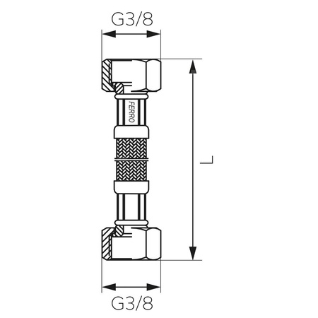 Wąż przyłączeniowy elastyczny FERRO z oplotem (stal), GW x GW, 3/8'' x 3/8'', długość 30 mm