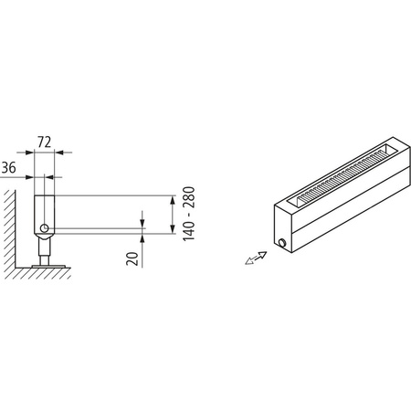 Konwektor Kermi Konvektor Typ21 BH210x72x2200mm QN1520,weiß,6bar, m. Abd., AB Uni.