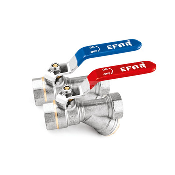 Kurek kulowy do wody powietrza glikolu (z filtrem) ART. 127 EFAR 10/100 DN 1/2"Nieb.