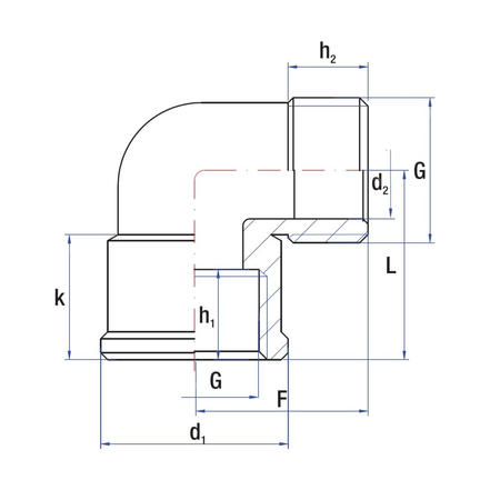Kolano 90' RUMET mosiądz 1 1/4'' x 1 1/4'' (GZ x GW), 40 mm