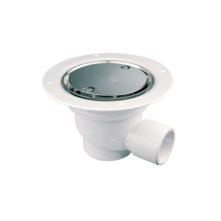 Wpust podłogowy wykonany z ABS z odpływem 50mm, czyszczony od góry z kratką ze stali nierdzewnej120mm