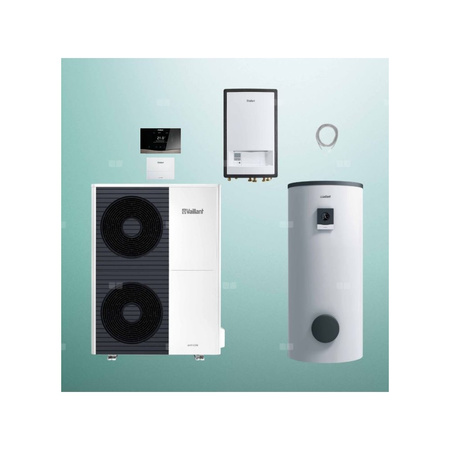 Pakiet Systemowy OZE - Pompa ciepła powietrzna powietrze-woda monoblok VAILLANT VWL 125/6A aroTHERM plus 12.2 kW 400 V + Moduł naścienny MEH 97/6 + Moduł komunikacji internetowej VR 940f + Zasobnik c.w.u. VIH RW 300/3BR + Regulator sensoCOMFORT VRC 720