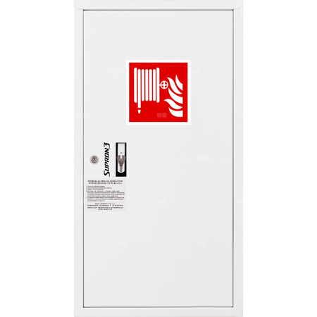 Hydrant DN 33 zawieszany boczny, wąż 30 m, ocynk fasada, zamek patent, RAL 9003 prawy