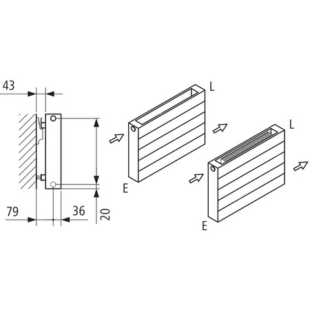 Ściana grzewcza Kermi Heizwand HHN Typ20 BH980x72x2200mm QN3267, weiß, 6bar, m. Abd, AB 12