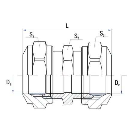 Złącze dwójnik proste RUMET zaciskowe FI 8 x FI 8 mosiądz