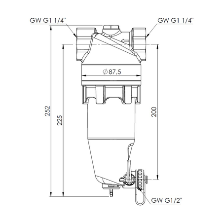 Separator AFRISO ADS 181 HP, do C.O., do klimatyzacji, 3 bar / 90'C, 1 1/4'' (GW), z wkładem magnesowymInstalacje i źródła ciepła