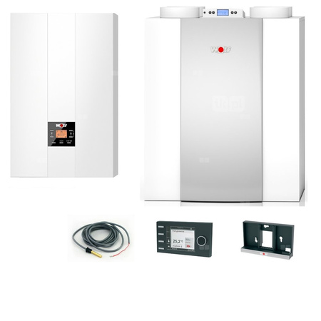 Pakiet - Kocioł gazowy jednofunkcyjny WOLF FGB-24 kondensacyjny wiszący 5.3 - 20.7 kW + Czujnik c.w.u. + RegulatorBM-2 + RekuperatorCWL 300P