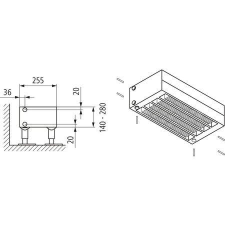 Konwektor Kermi Konvektor Typ54 BH280x255x700mm QN1677,weiß,6bar,o. Abd.,AB Uni.