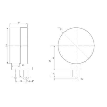 Ciśnieniomierz różnicowy AFRISO KP Dif D401 0/16 mbar mosiądz G1/2B radialne fi 100, kl. 1.6%